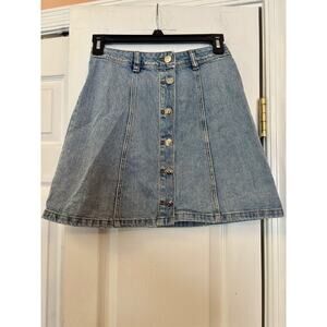 Divided H&M Button Front A Line Jean Mini Skirt Women’s Size 2 Cotton